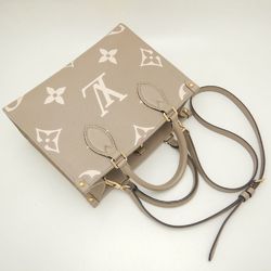 LOUIS VUITTON Louis Vuitton On the Go PM M45779 Tote Bag Monogram Empreinte Bicolor Tourterelle Creme 251882