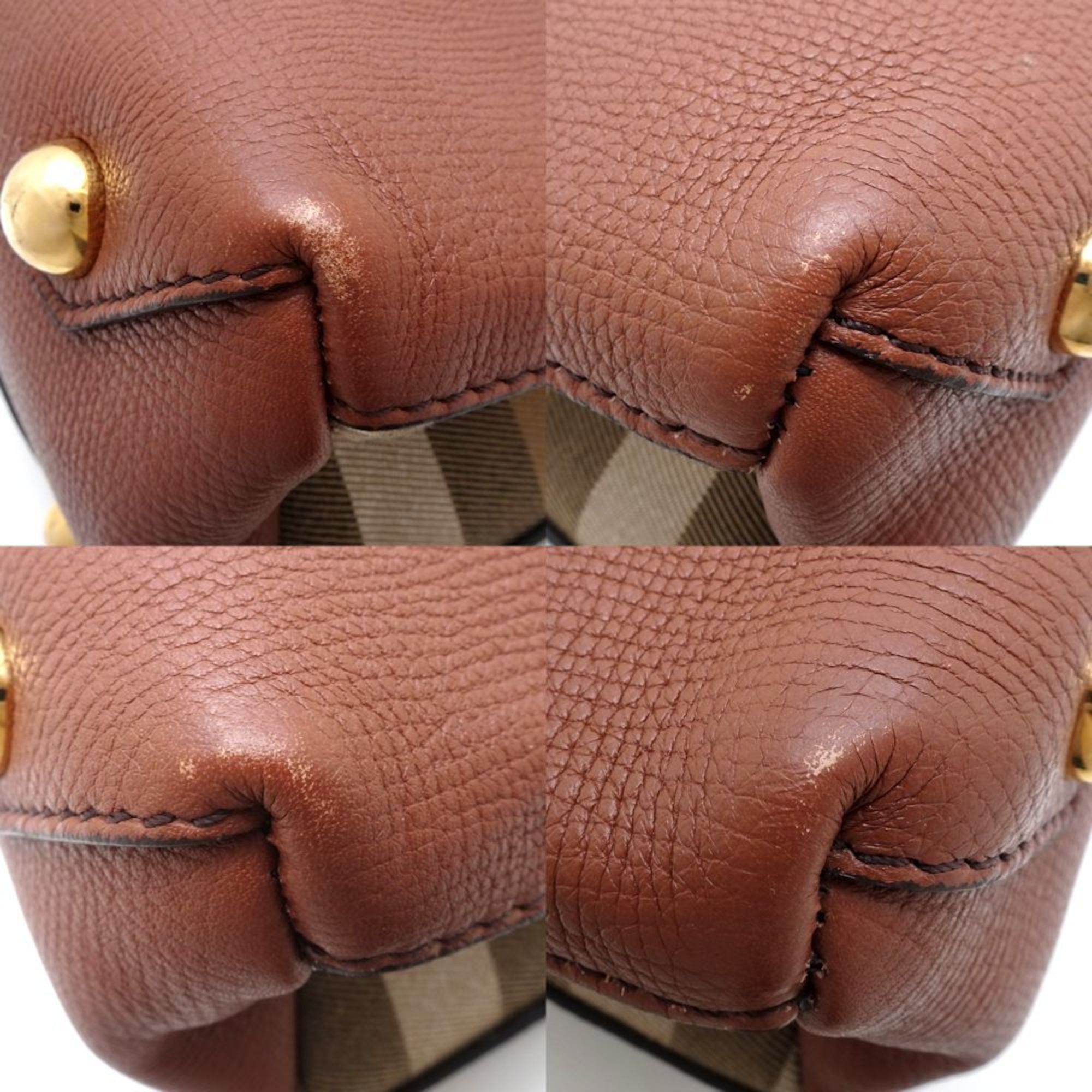 BURBERRY 3980803 2-Way Bag Leather Brown 351414