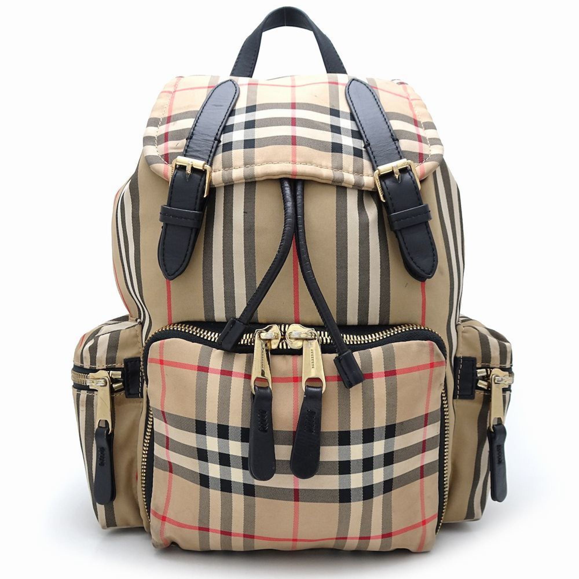 BURBERRY Backpack in nylon canvas and calf leather, beige, 351413