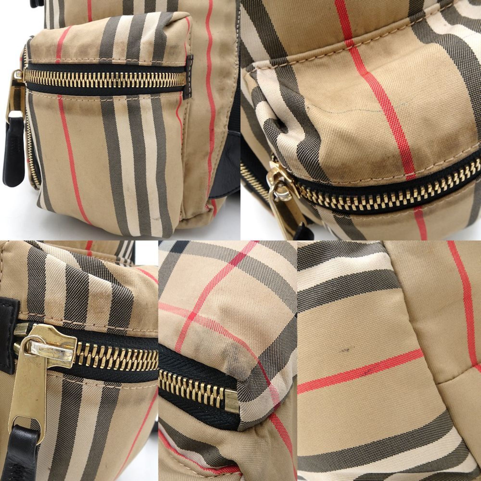 BURBERRY Backpack in nylon canvas and calf leather, beige, 351413