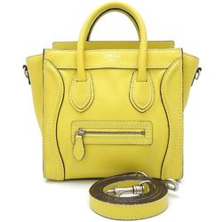 CELINE Luggage Nano Shopper 2-Way Bag Leather Yellow 351375