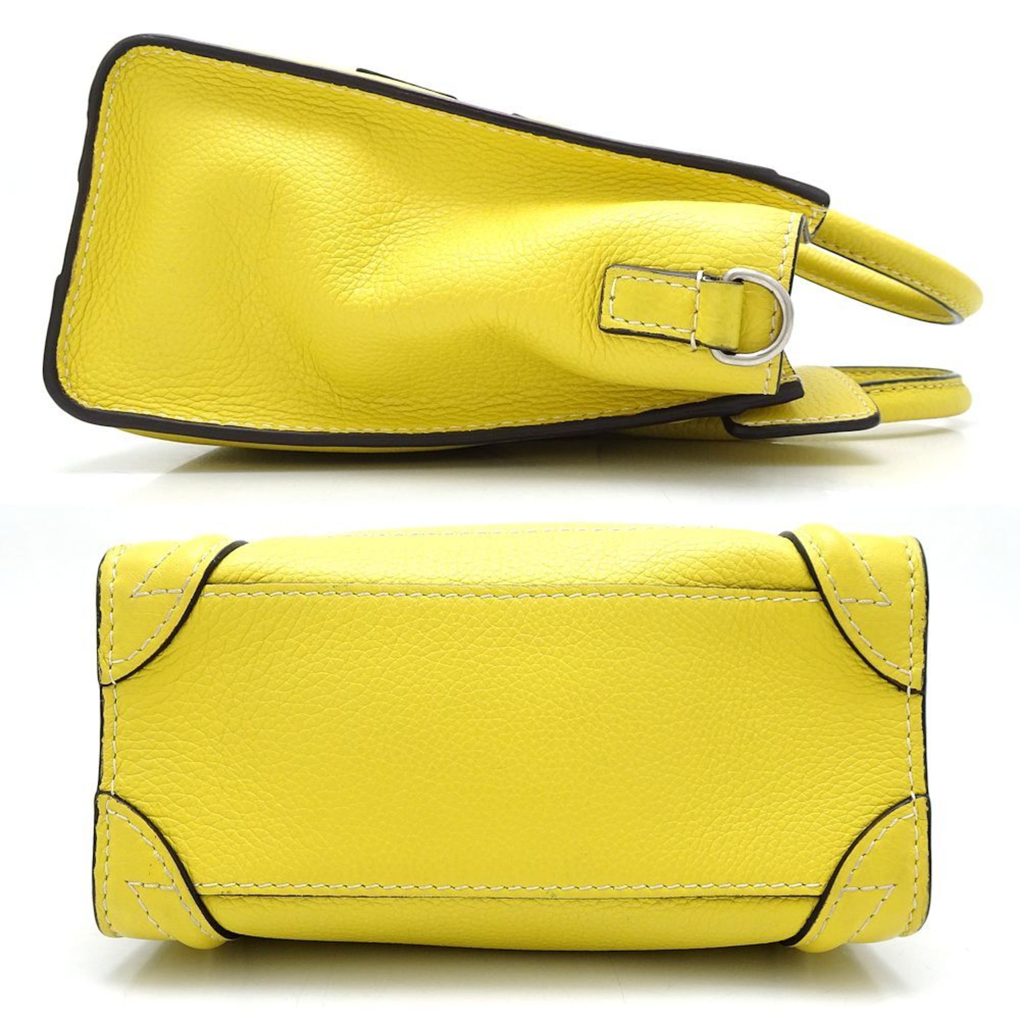 CELINE Luggage Nano Shopper 2-Way Bag Leather Yellow 351375