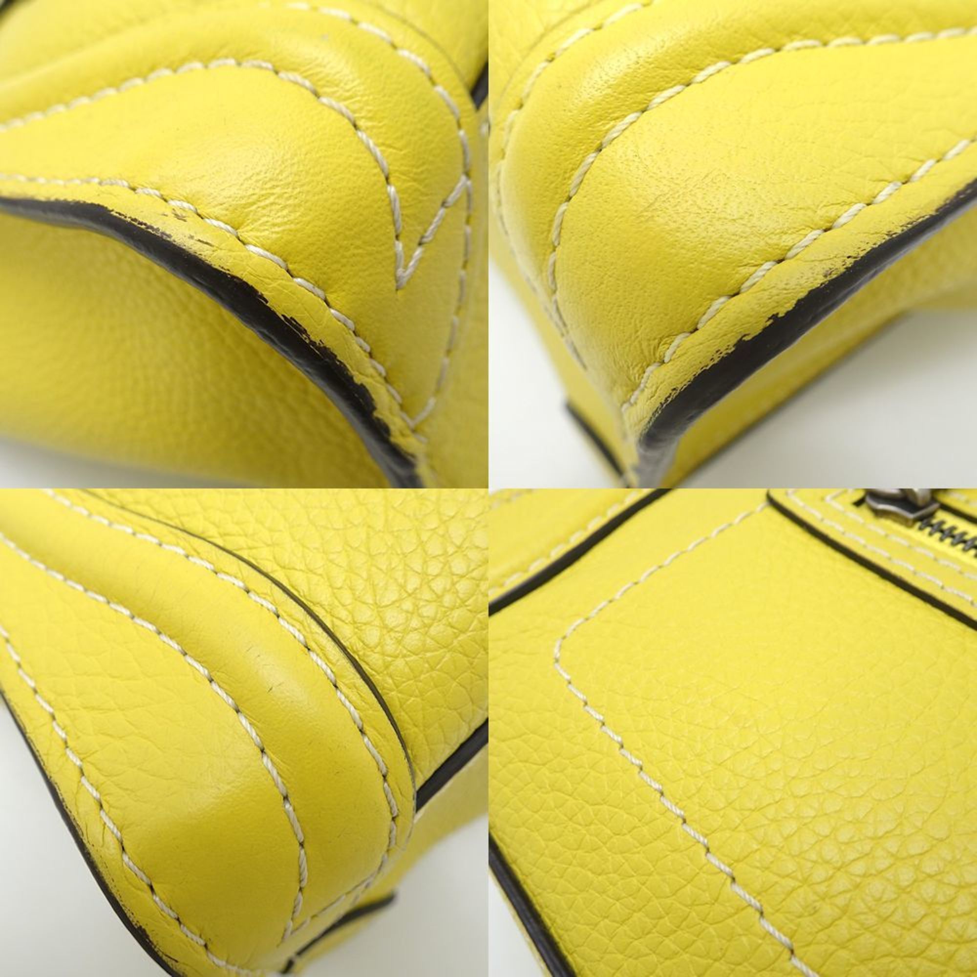 CELINE Luggage Nano Shopper 2-Way Bag Leather Yellow 351375