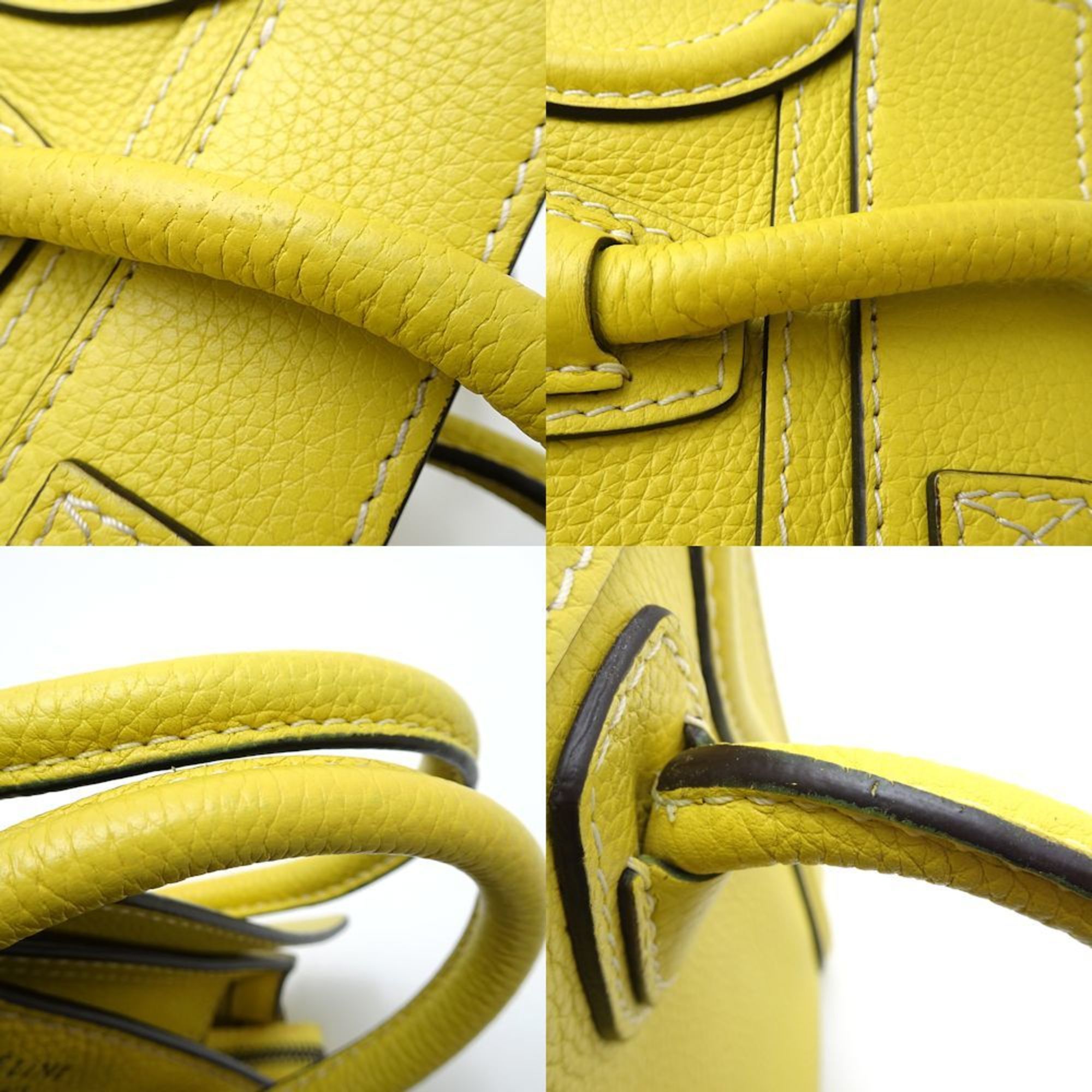 CELINE Luggage Nano Shopper 2-Way Bag Leather Yellow 351375