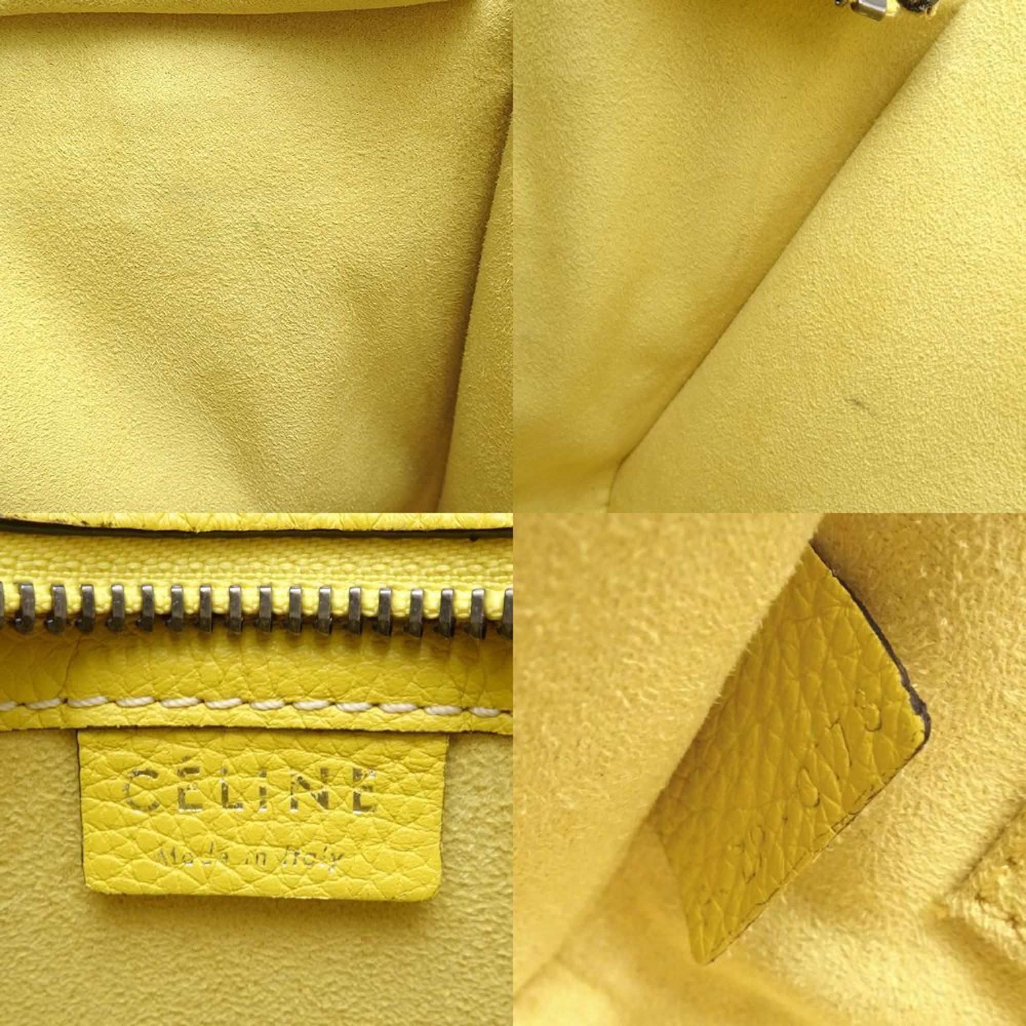 CELINE Luggage Nano Shopper 2-Way Bag Leather Yellow 351375