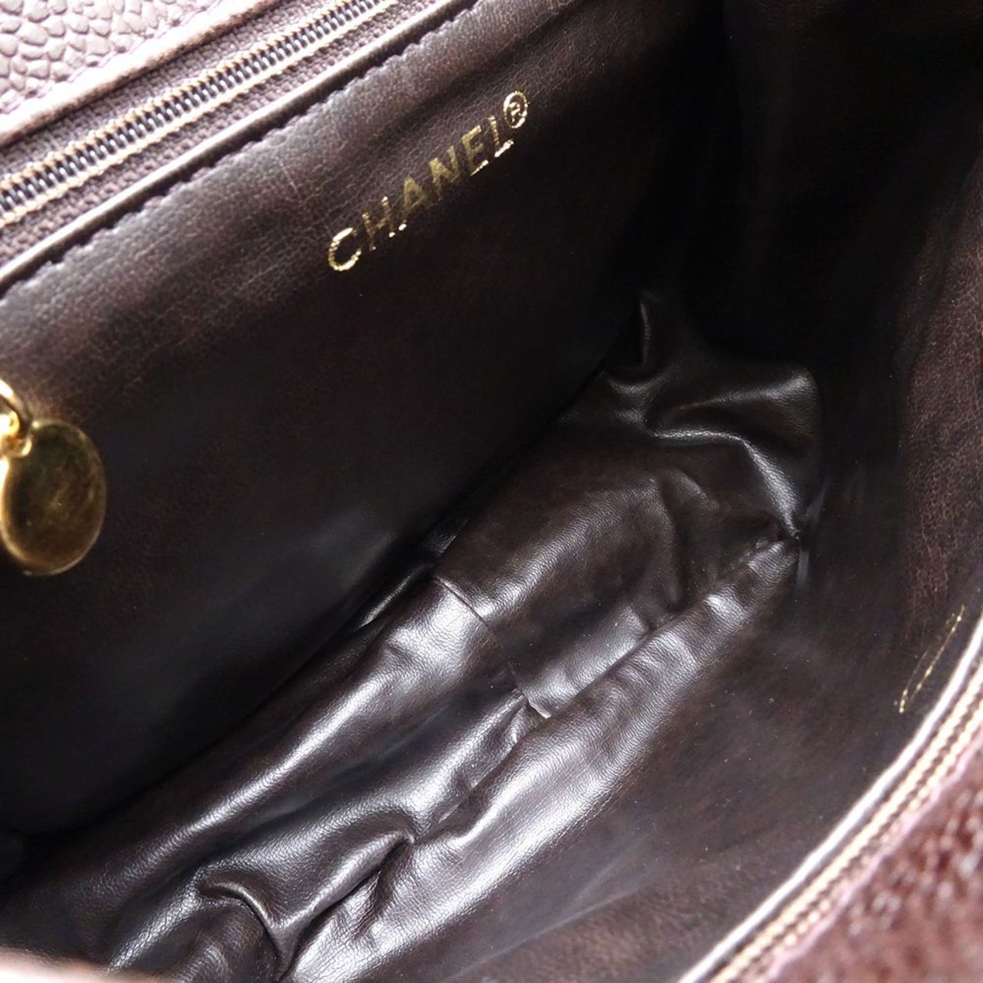 CHANEL Backpack Caviar Skin Brown 351425