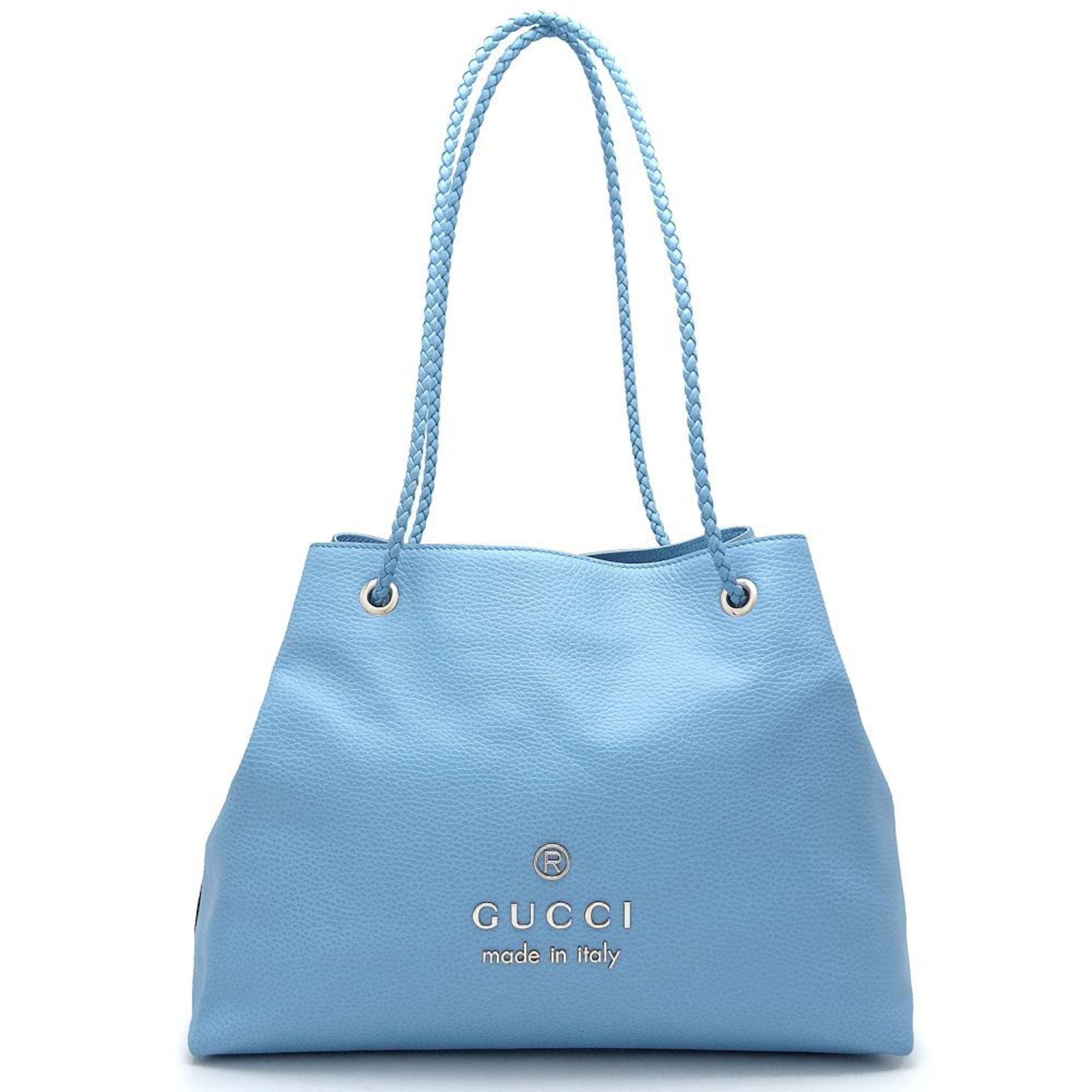 GUCCI 419689 Tote Bag Leather Blue Outlet 351379