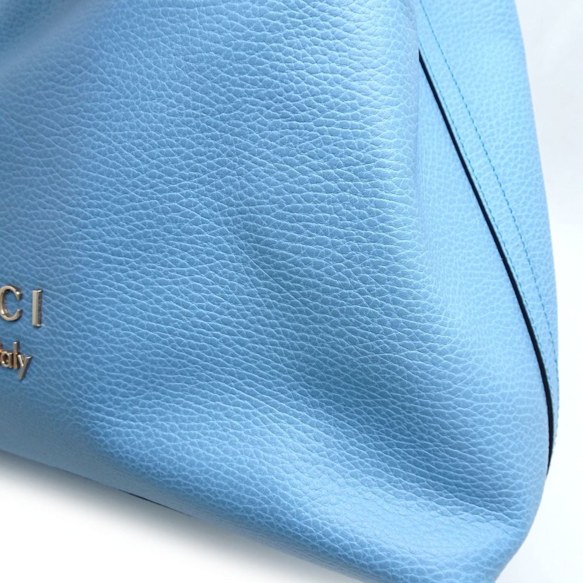 GUCCI 419689 Tote Bag Leather Blue Outlet 351379