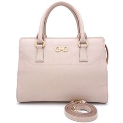 Salvatore Ferragamo Gancini GG-21F317 2-Way Bag Leather Pink Beige 351417