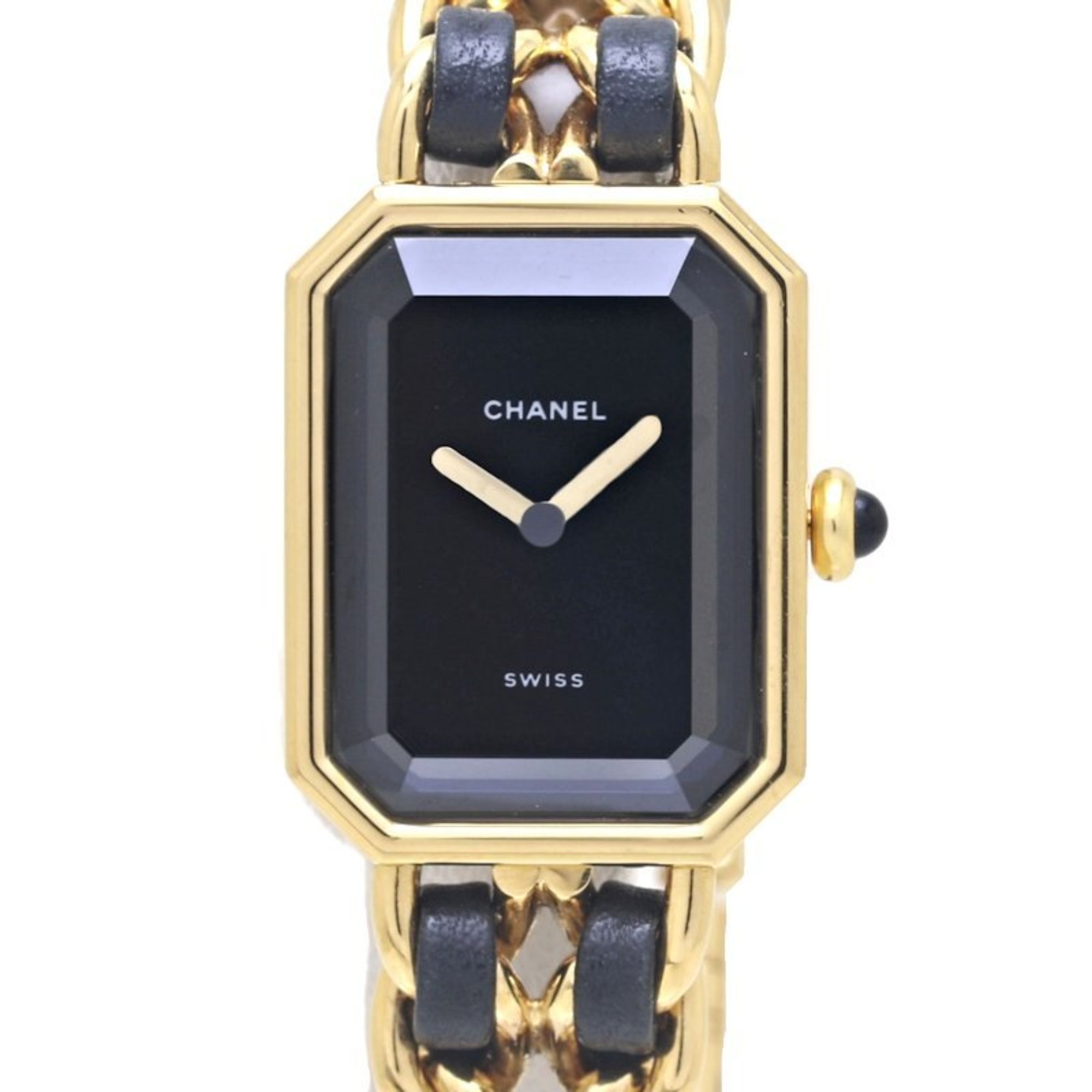 CHANEL Chanel Premiere L size H0001 483011003 GP (gold plated) x leather ladies 130197 watch