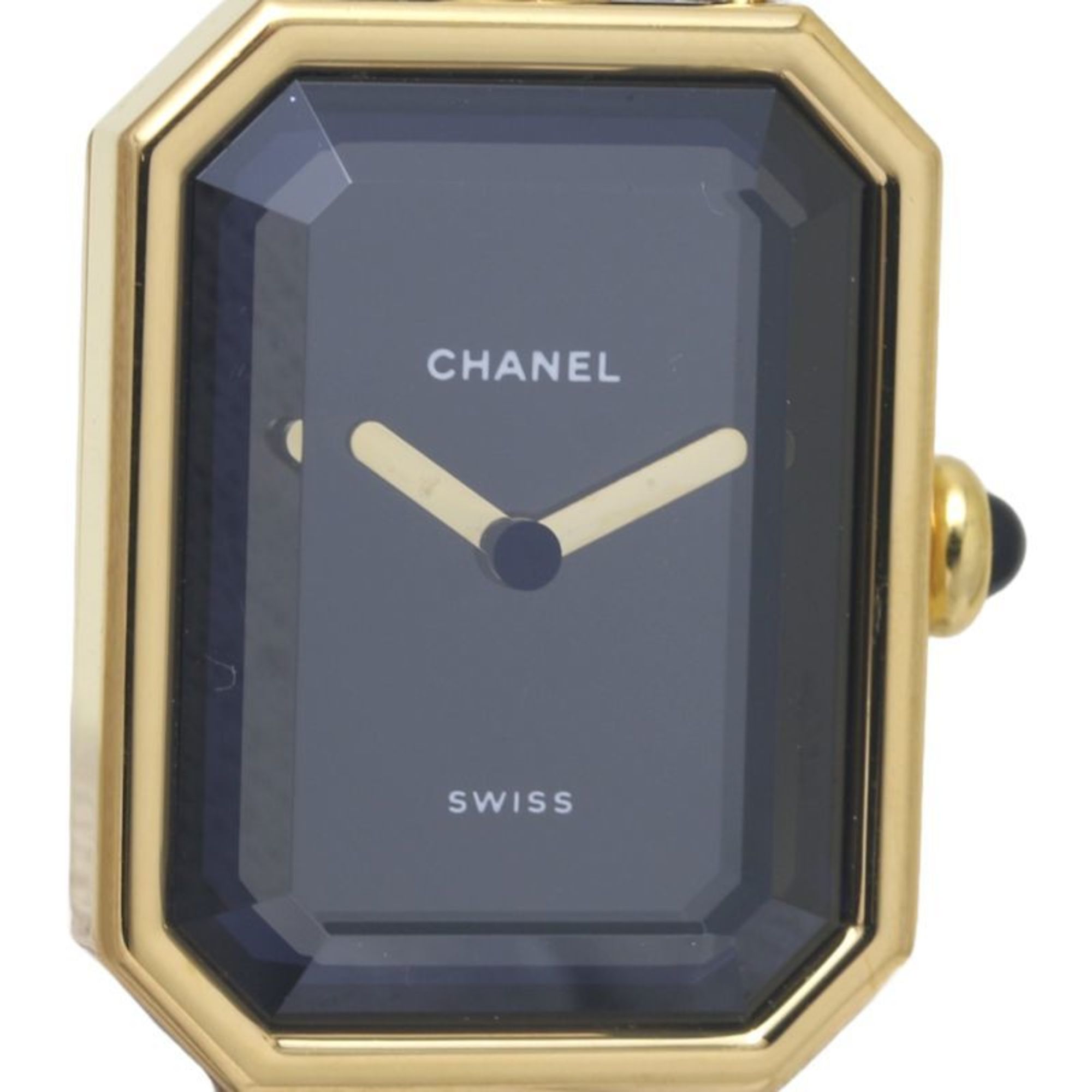 CHANEL Chanel Premiere L size H0001 483011003 GP (gold plated) x leather ladies 130197 watch