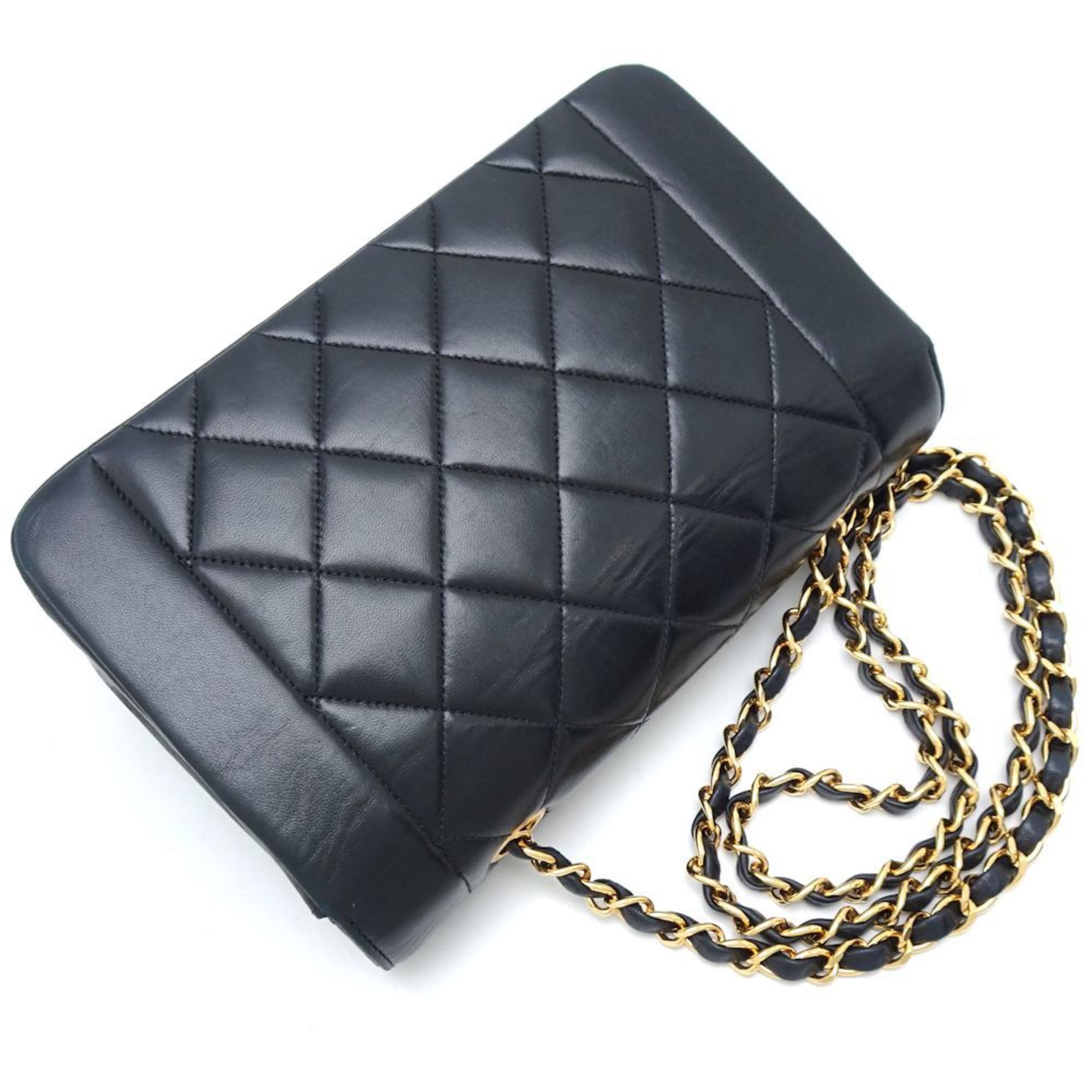 CHANEL Chanel Chain Shoulder Bag Matelasse Lambskin Black 351385