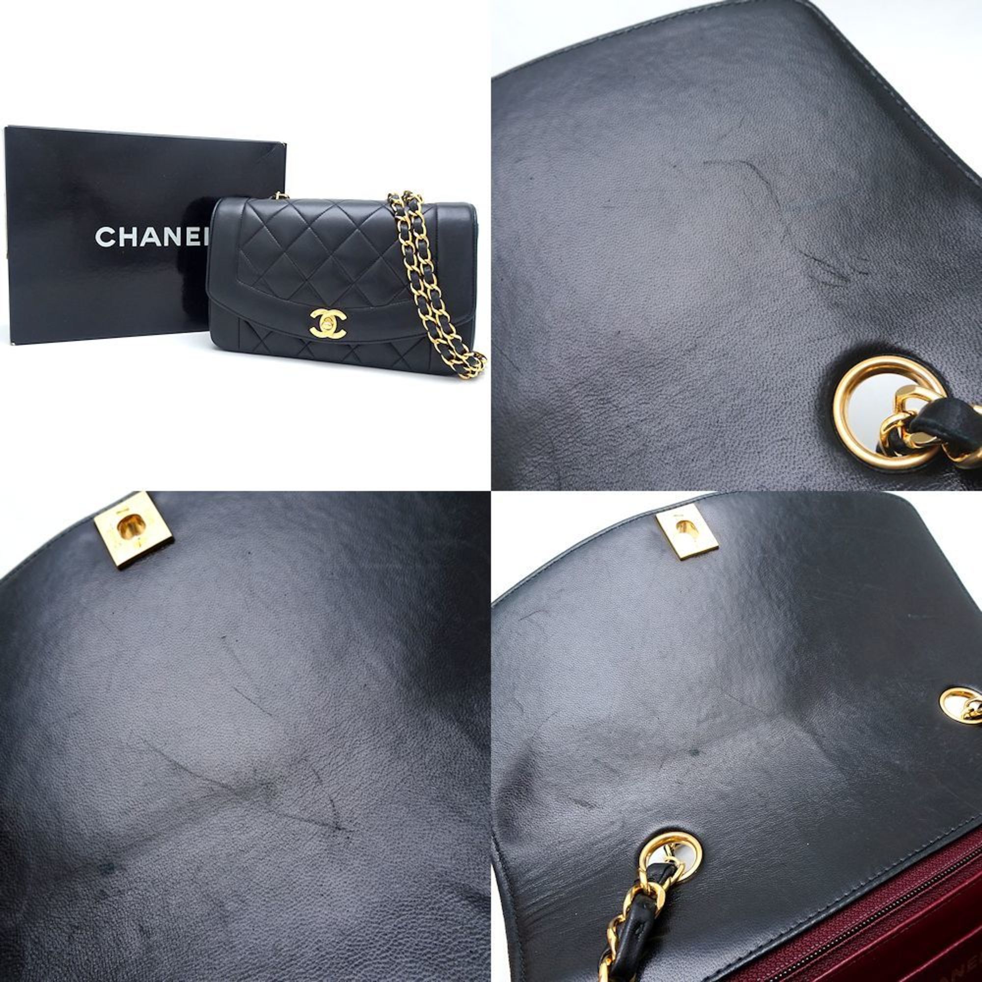 CHANEL Chanel Chain Shoulder Bag Matelasse Lambskin Black 351385