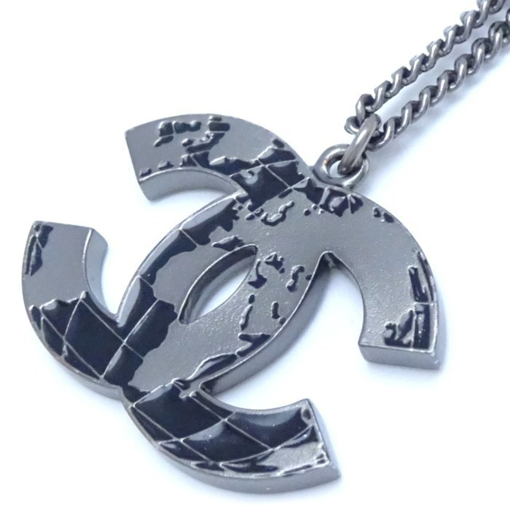 CHANEL Coco Mark Necklace World Map A13K Metal 292081