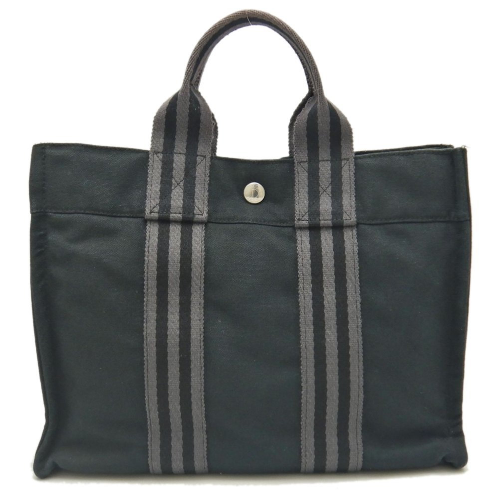 HERMES Hermes Foult Tote PM Bag Canvas Black 251855