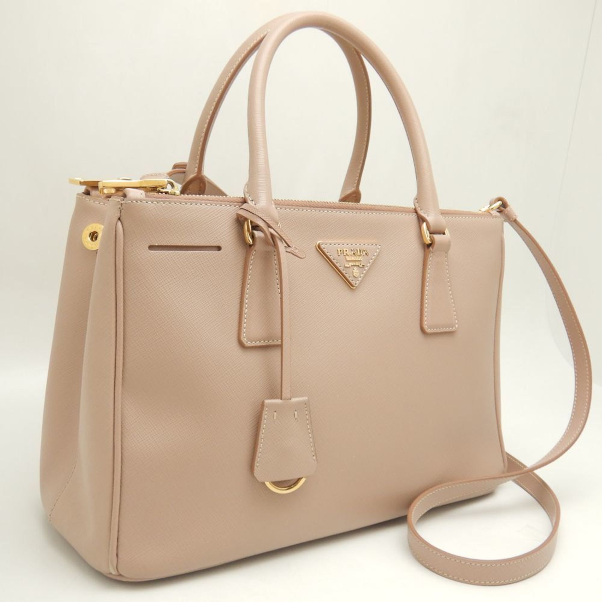 PRADA Prada Galleria BN1801 Handbag Saffiano Leather CAMMEO 251849