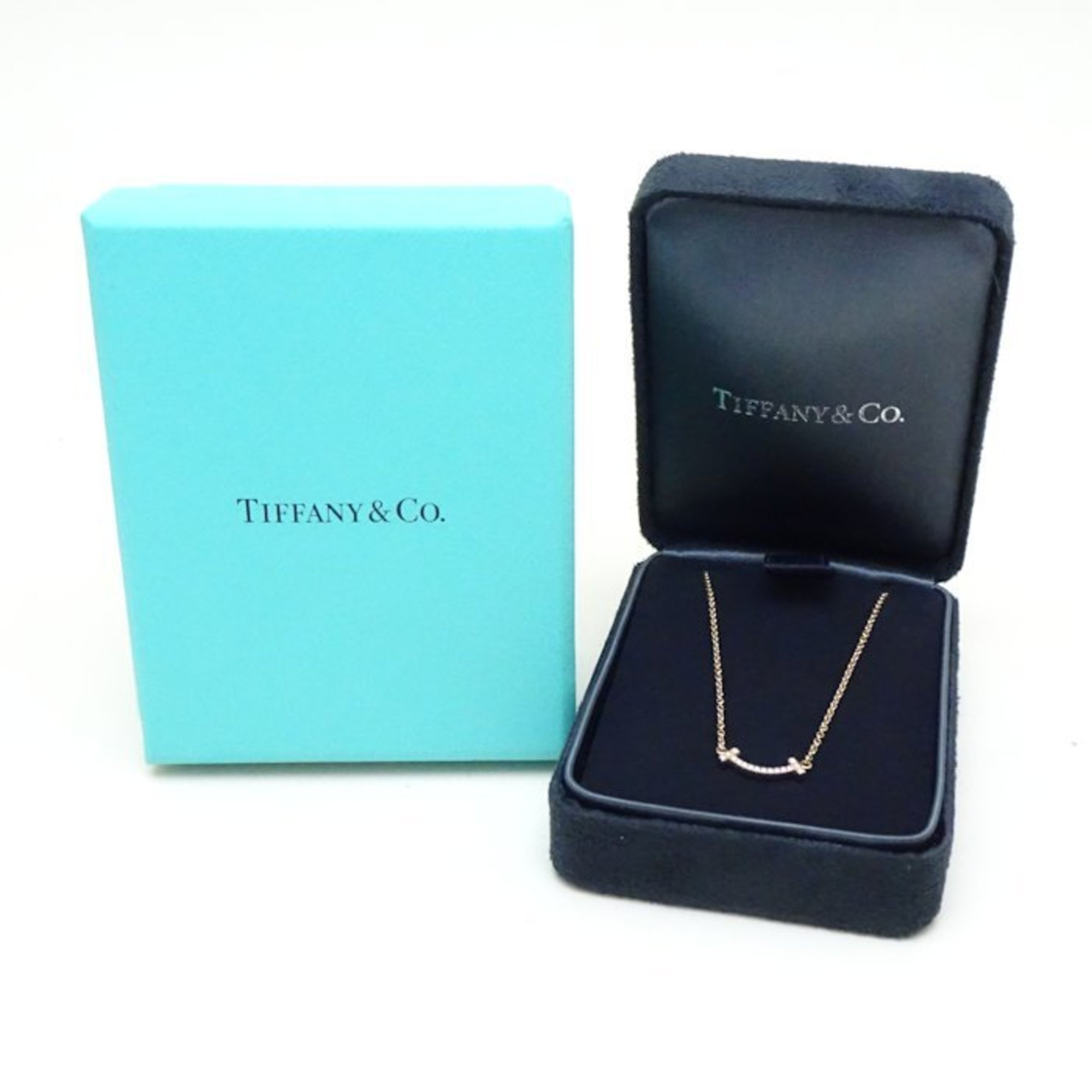 TIFFANY&Co. Tiffany T Smile Necklace Diamond 750PG Pink Gold K18RG Rose 292074