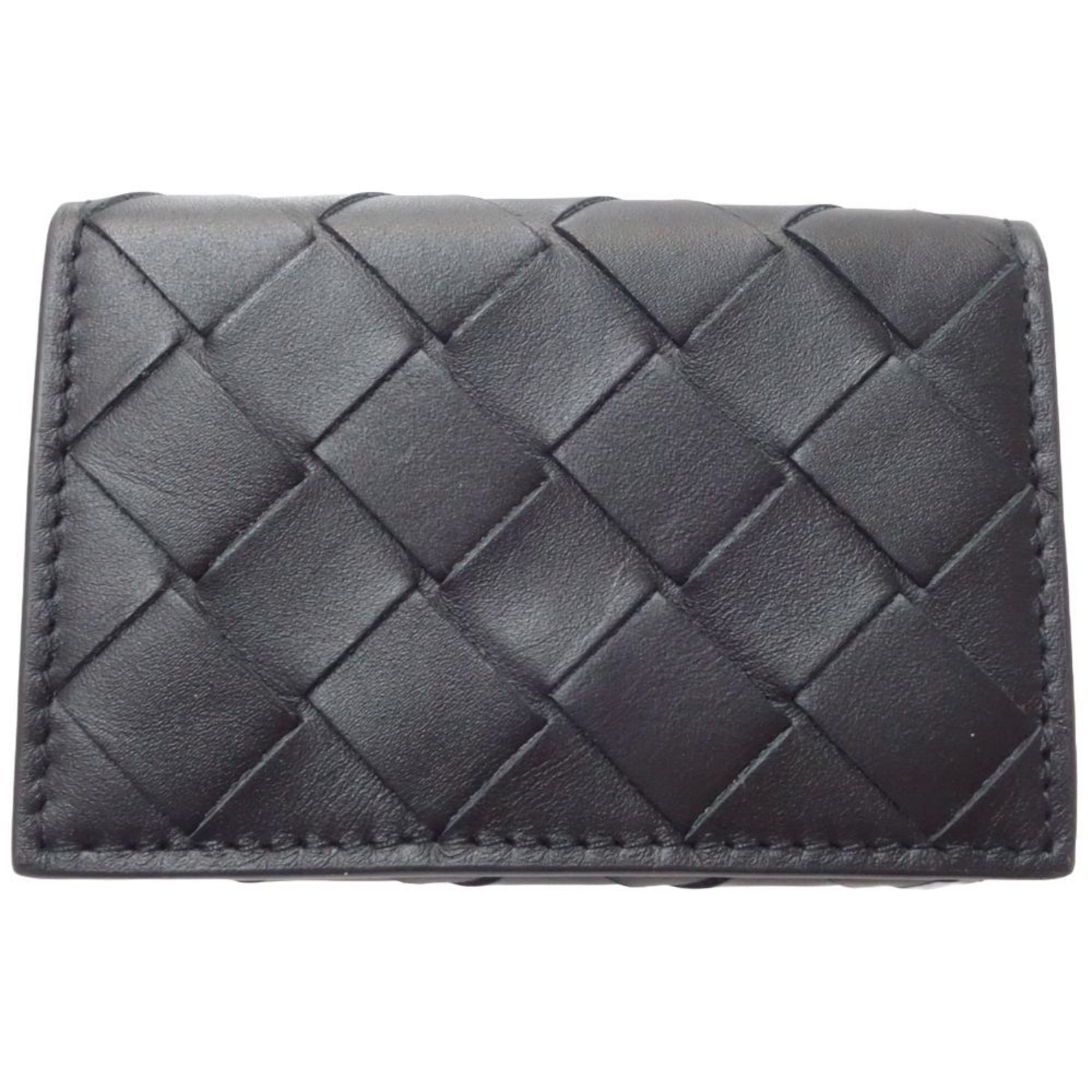 BOTTEGA VENETA Tiny Wallet Intrecciato Black Leather NERO 180566