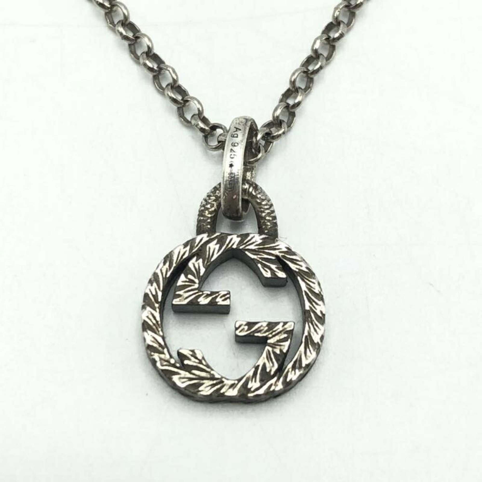 GUCCI Interlocking G Necklace 0309J-8055 503FI Silver Gucci Ag925