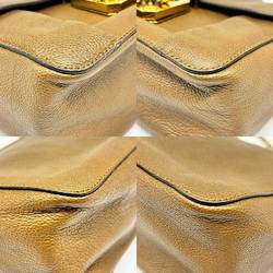 Chloé Chloe Elsie Chain Shoulder Bag Brown Leather Gold