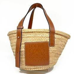 LOEWE Basket Bag Small Hand Brown Palm Leaf & Calfskin 327.02.S93