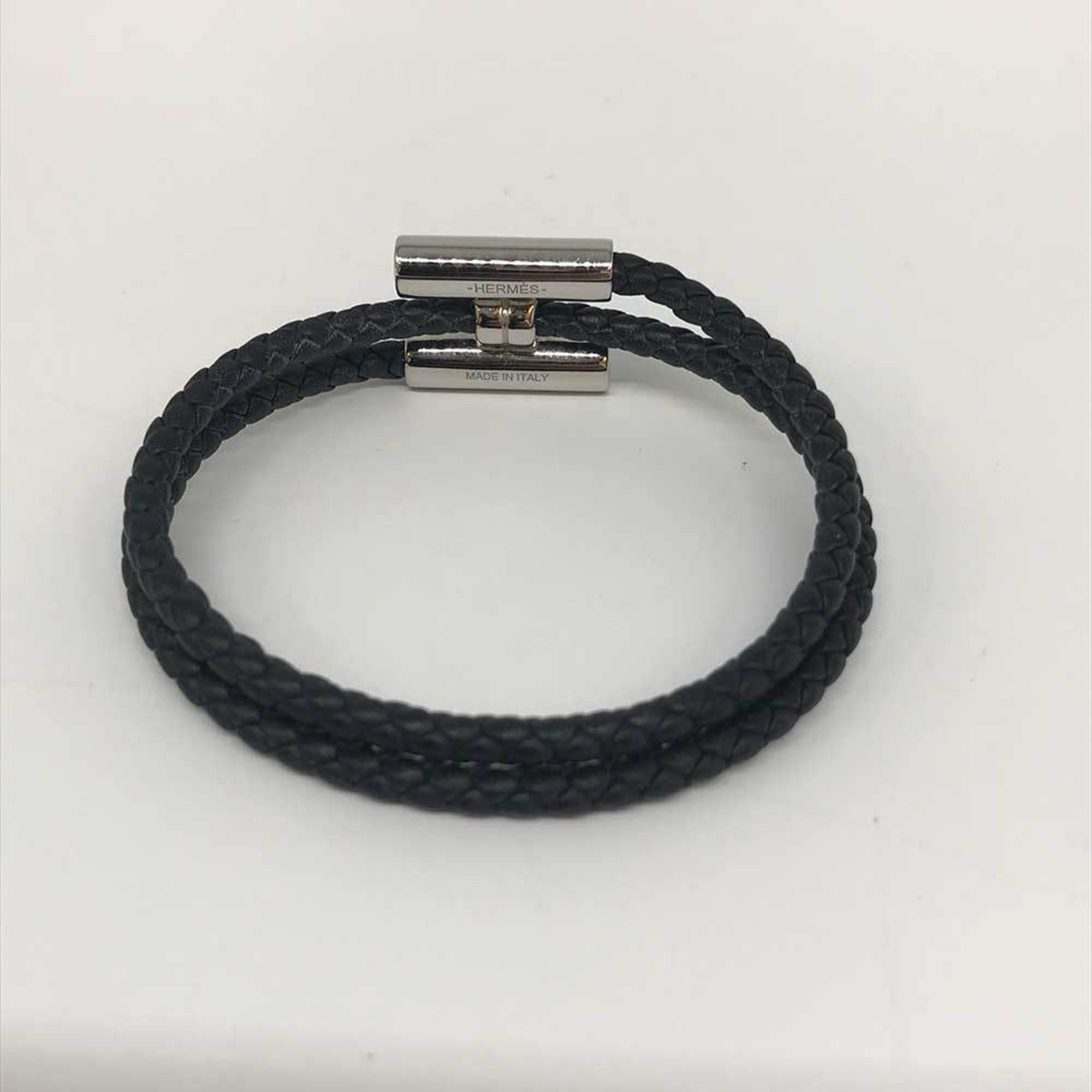 Hermes Bracelet Tourni Tresse Veau Swift Leather Black HERMES