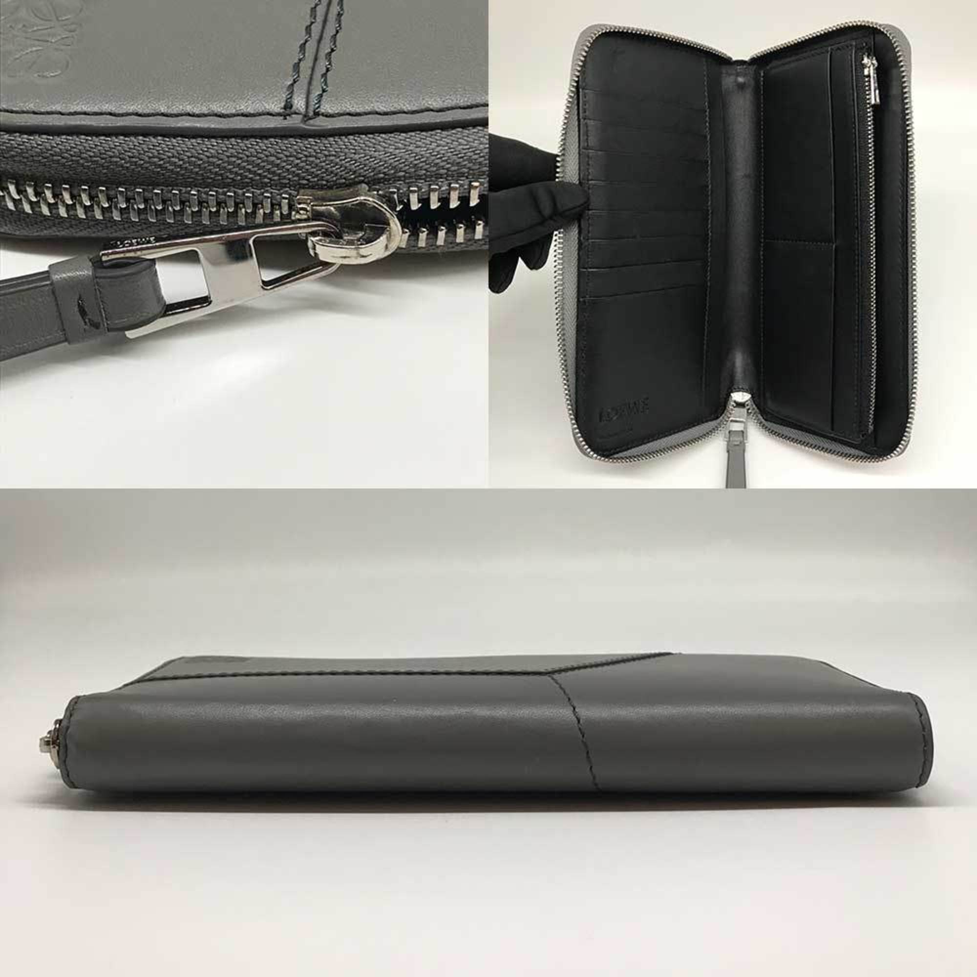 LOEWE Puzzle Stitch Wallet Long Asphalt Grey