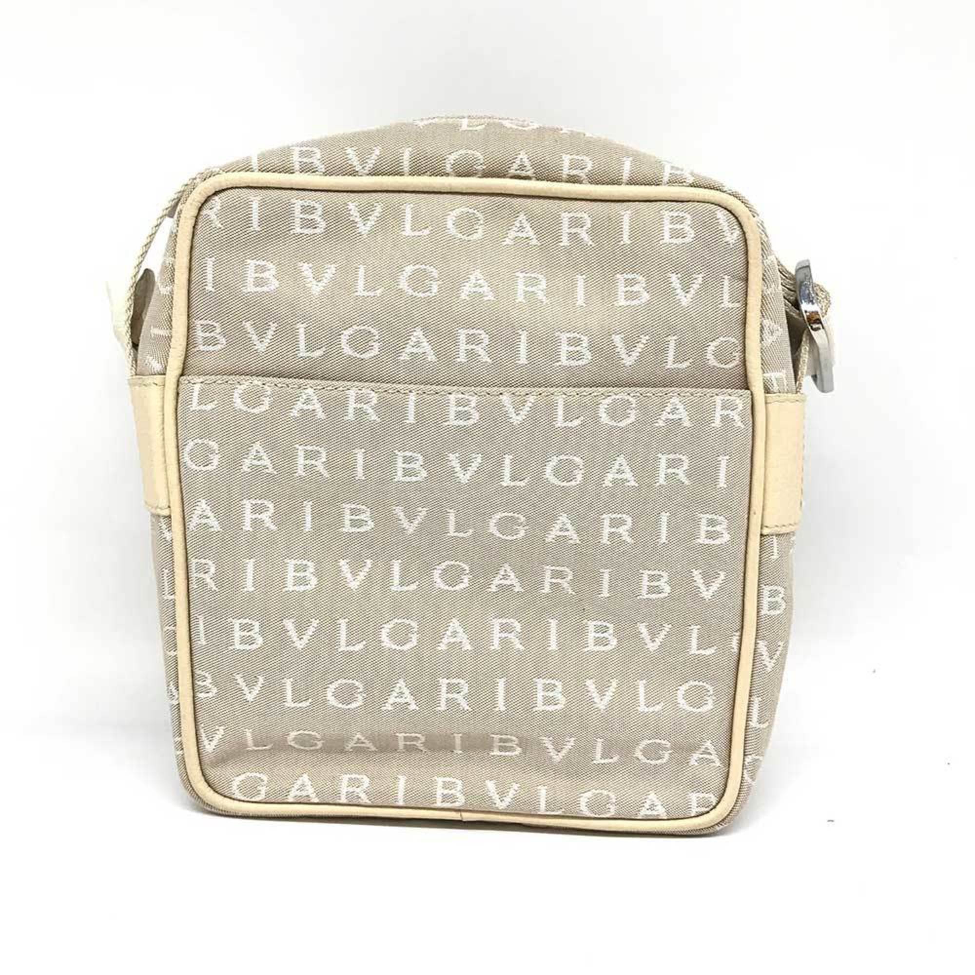 BVLGARI Shoulder Bag Mania Ivory White Canvas