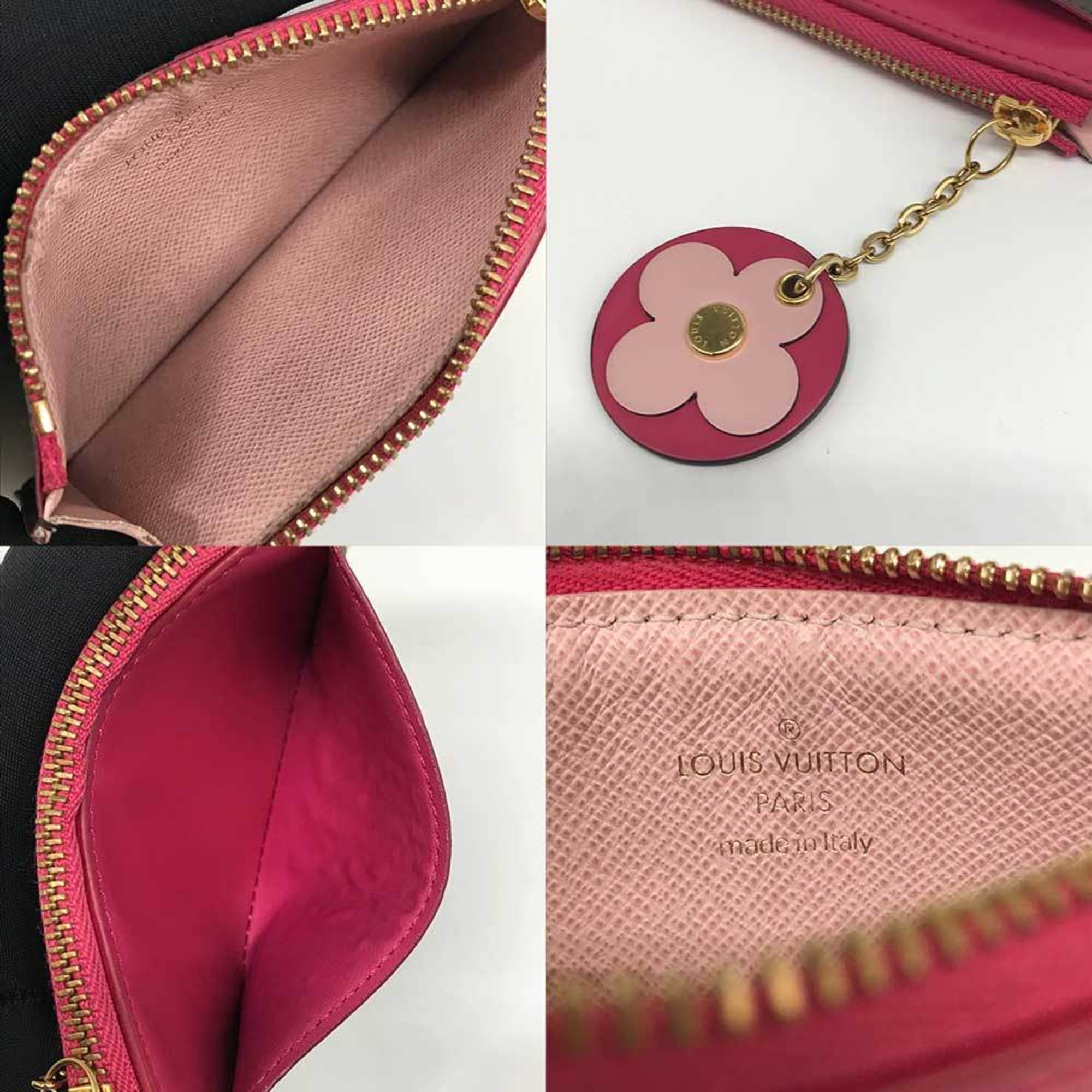 Louis Vuitton Monogram Porte Carte Zip Pink Wallet/Coin Case Card Flower M67494 LOUIS VUITTON