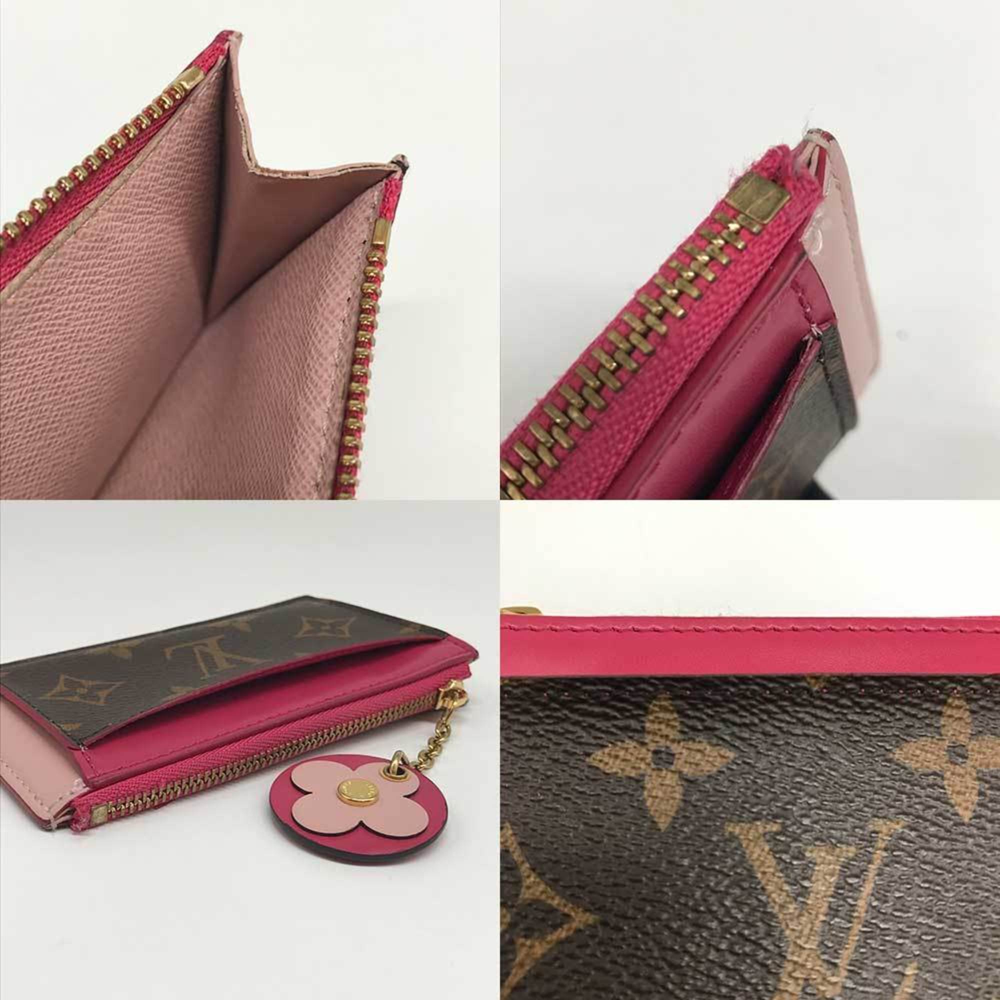 Louis Vuitton Monogram Porte Carte Zip Pink Wallet/Coin Case Card Flower M67494 LOUIS VUITTON