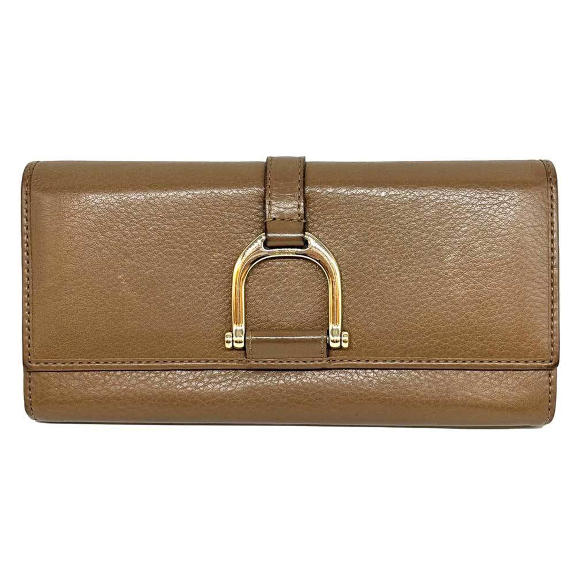 Gucci Long Wallet Horsebit Leather Brown 257124 GUCCI