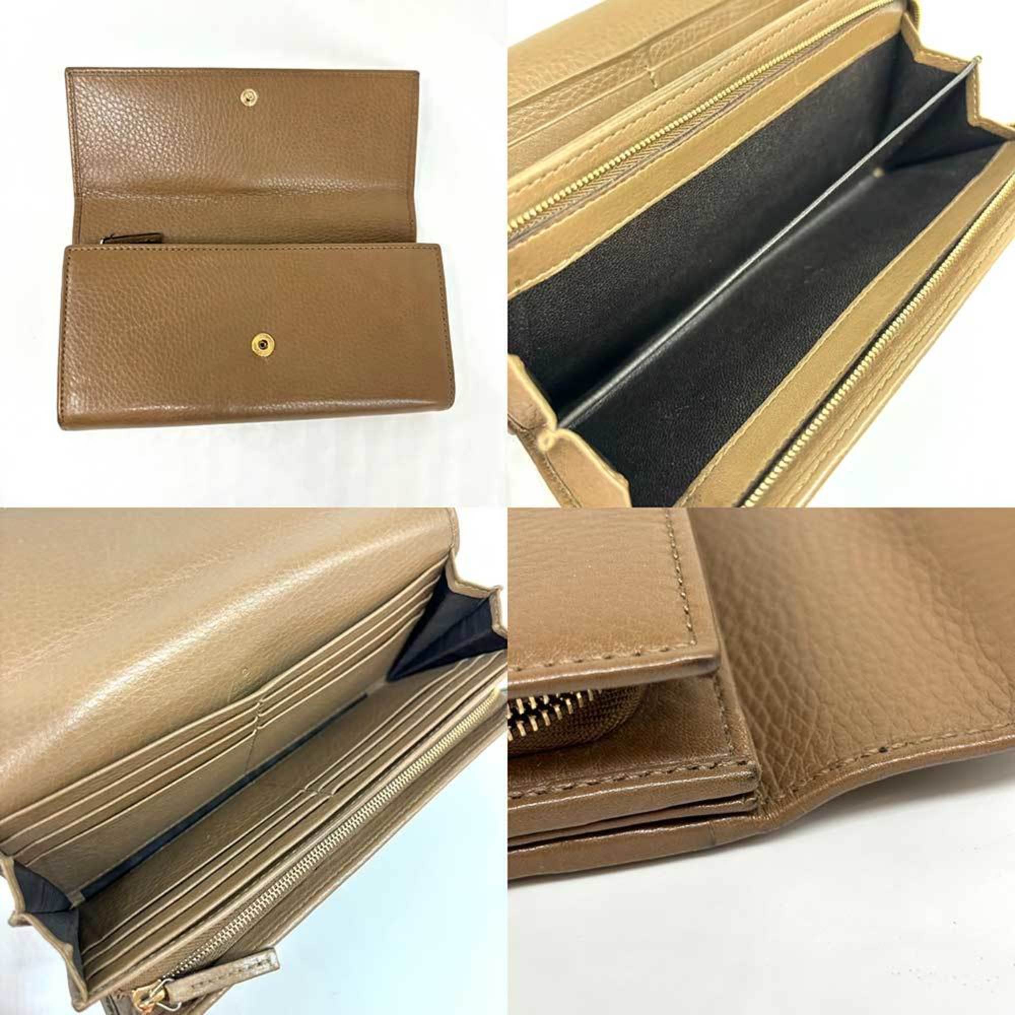 Gucci Long Wallet Horsebit Leather Brown 257124 GUCCI