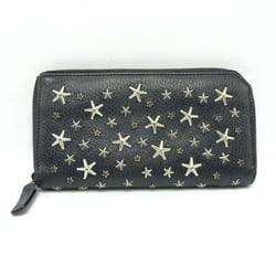 JIMMY CHOO Round Zip Crystal Stars Studs Long Wallet Black Jimmy Choo