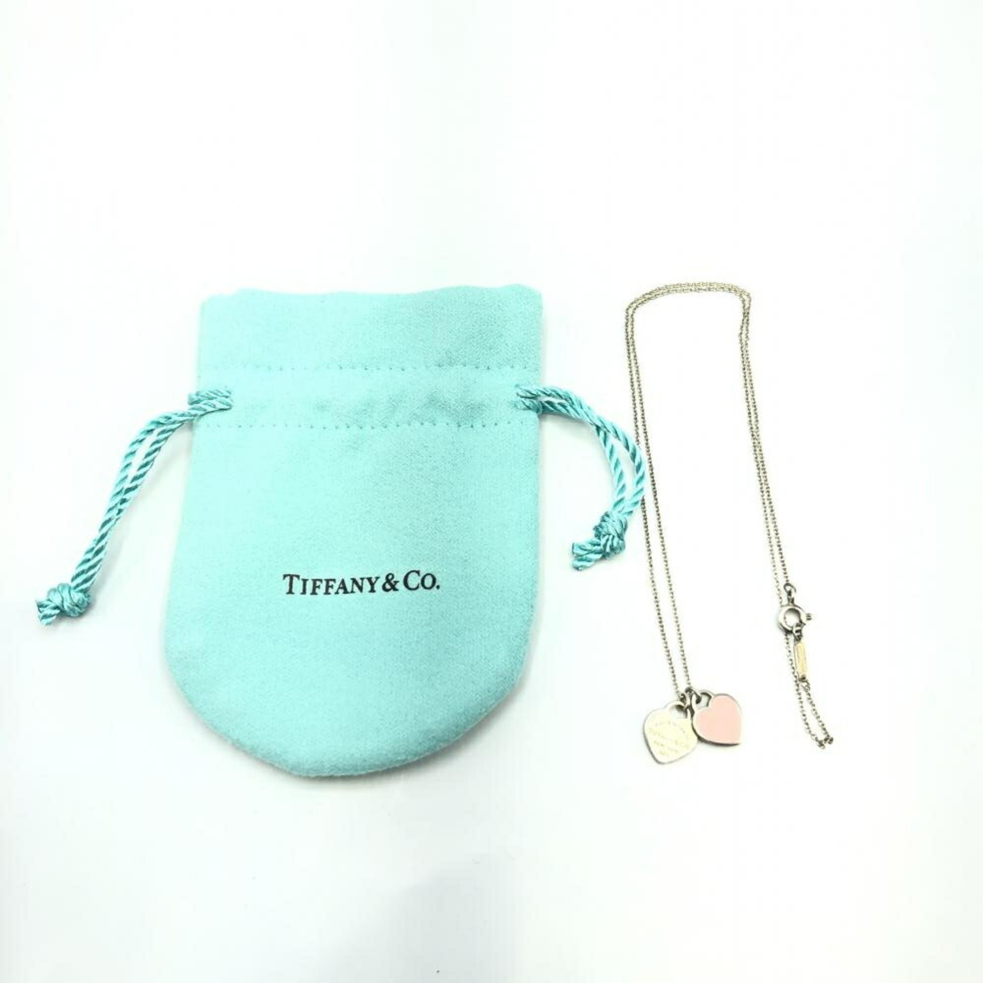 Tiffany & Co. Pink Double Heart Tag Pendant