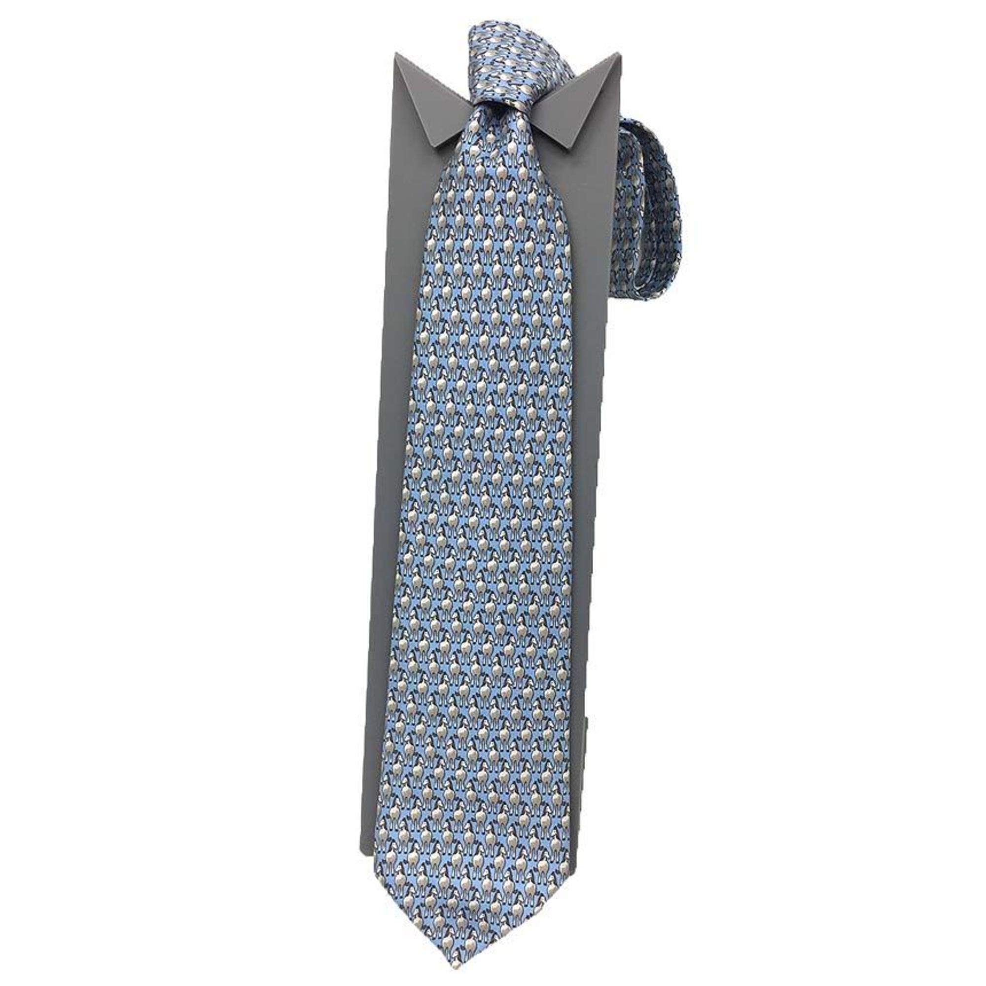 Hermes HERMES Tie Horse 100% Silk Light Blue Men's 10013699