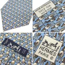 Hermes HERMES Tie Horse 100% Silk Light Blue Men's 10013699