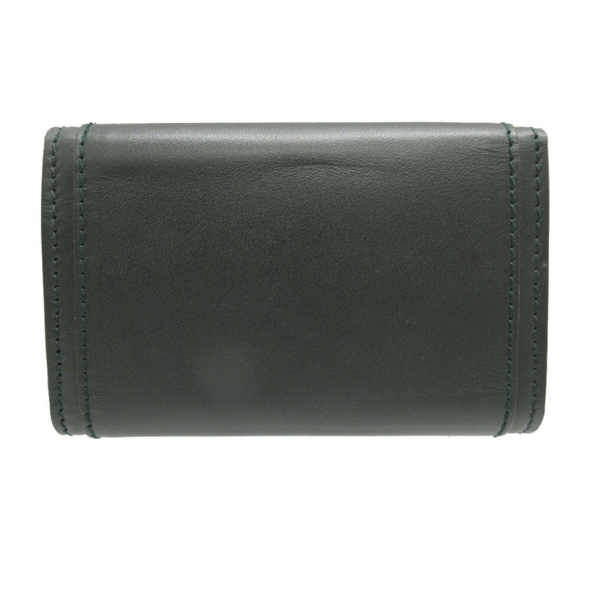 Salvatore Ferragamo Leather Green 6-ring Key Case 0293Salvatore