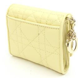 Christian Dior Dior Tri-fold Wallet Lady Lotus S0181ONMJ Yellow Leather Compact Women's Christian