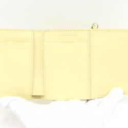 Christian Dior Dior Tri-fold Wallet Lady Lotus S0181ONMJ Yellow Leather Compact Women's Christian