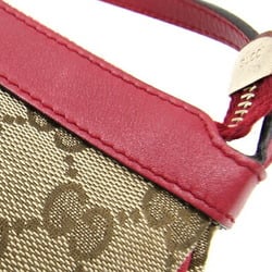 Gucci Shoulder Bag GG 256899 Beige Red Canvas Leather Pochette Small Women's Heart Charm GUCCI