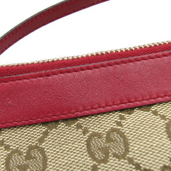 Gucci Shoulder Bag GG 256899 Beige Red Canvas Leather Pochette Small Women's Heart Charm GUCCI