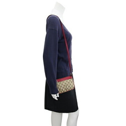 Gucci Shoulder Bag GG 256899 Beige Red Canvas Leather Pochette Small Women's Heart Charm GUCCI