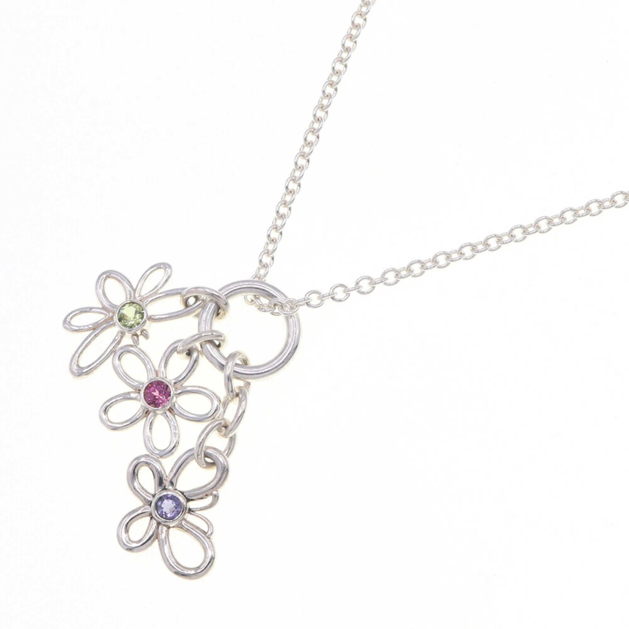 Tiffany Necklace Garnet Iolite Peridot SV Sterling Silver 925 Pendant Butterfly Flower Bee Women's Papillon TIFFANY & CO