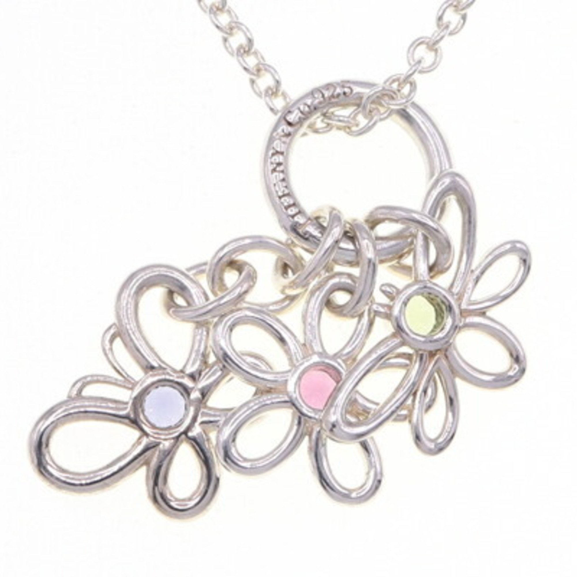 Tiffany Necklace Garnet Iolite Peridot SV Sterling Silver 925 Pendant Butterfly Flower Bee Women's Papillon TIFFANY & CO