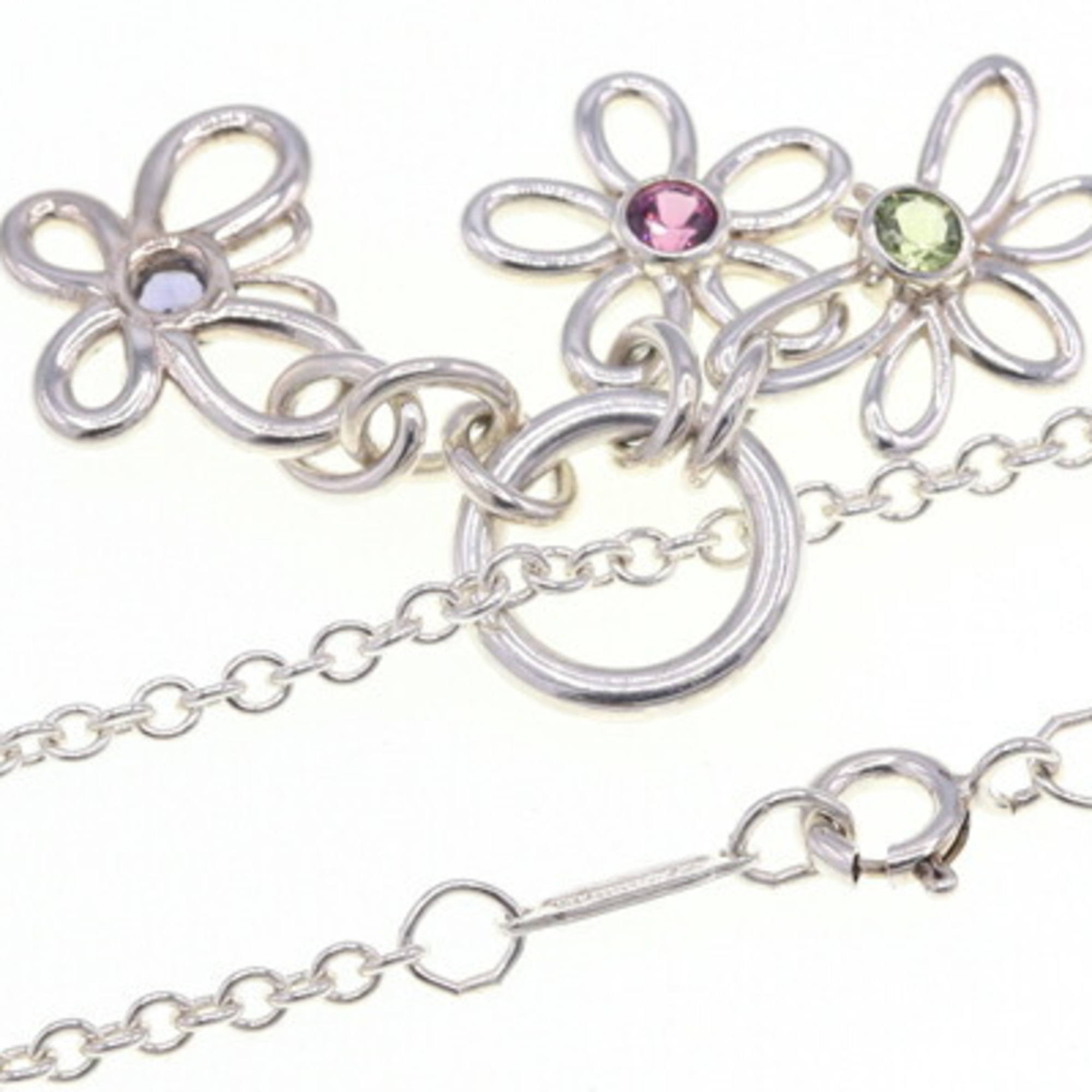 Tiffany Necklace Garnet Iolite Peridot SV Sterling Silver 925 Pendant Butterfly Flower Bee Women's Papillon TIFFANY & CO