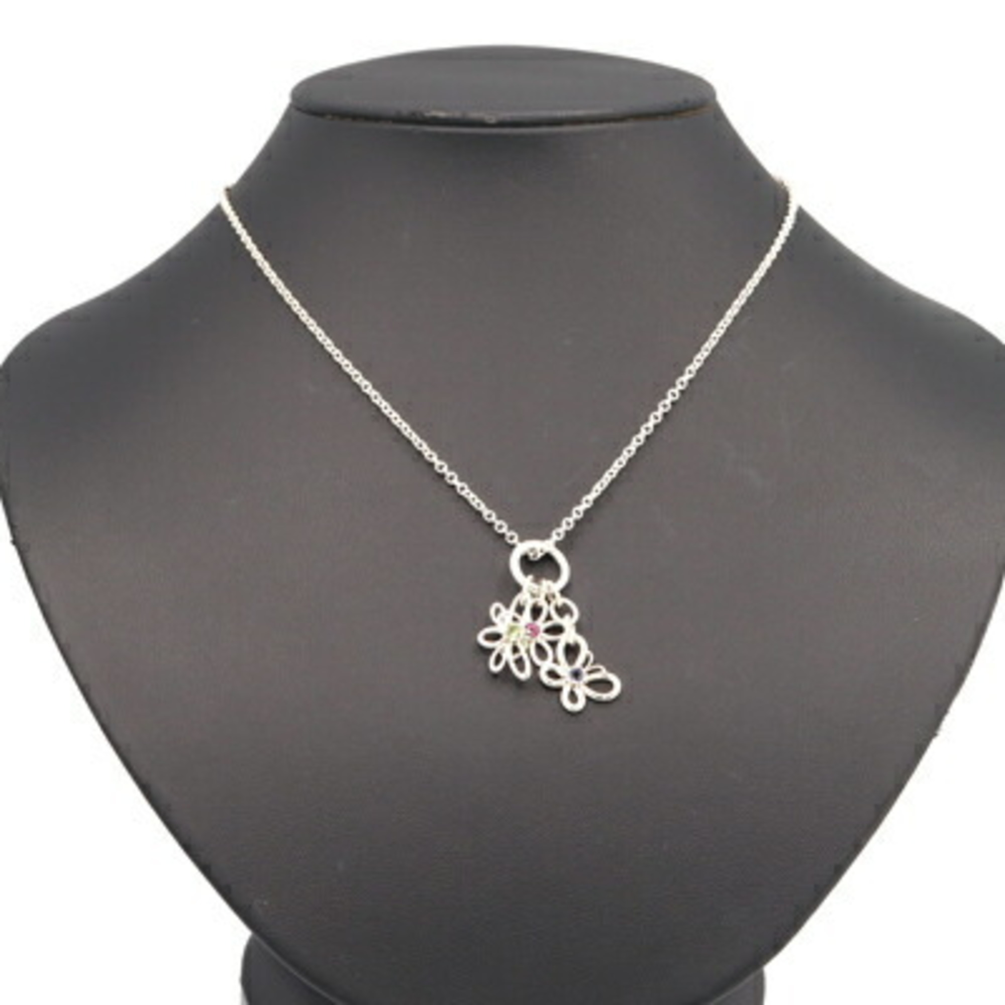 Tiffany Necklace Garnet Iolite Peridot SV Sterling Silver 925 Pendant Butterfly Flower Bee Women's Papillon TIFFANY & CO