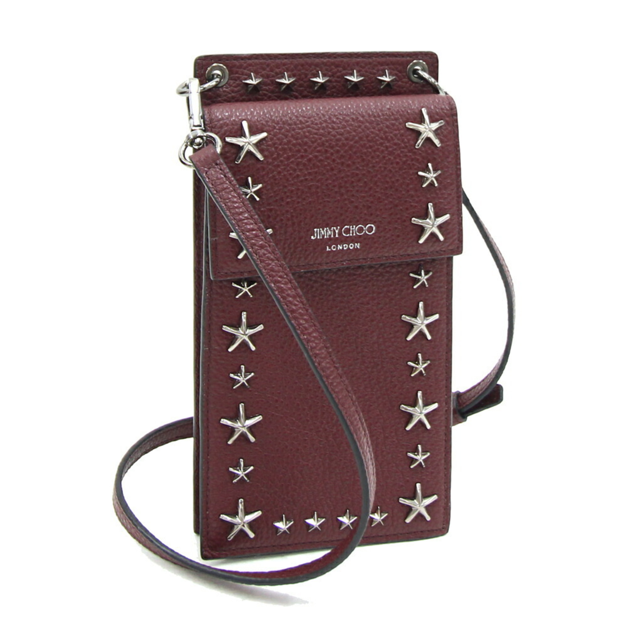 Jimmy Choo Shoulder Bag Star Studs Pegasi Phone Case Bordeaux Leather Smartphone Pochette Women's Men's JIMMY CHOO