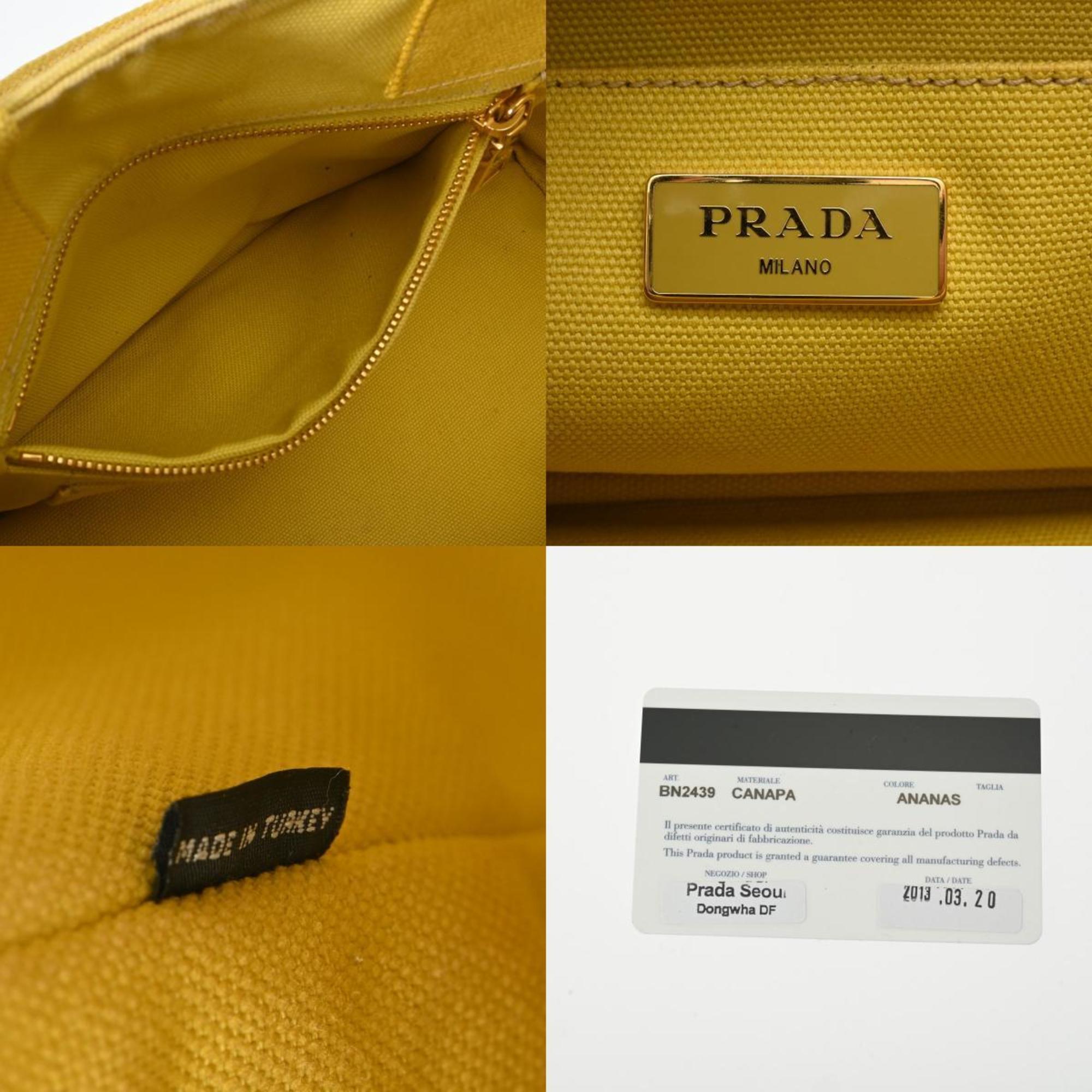 PRADA Prada Canapa Yellow BN2439 Women's Canvas Handbag