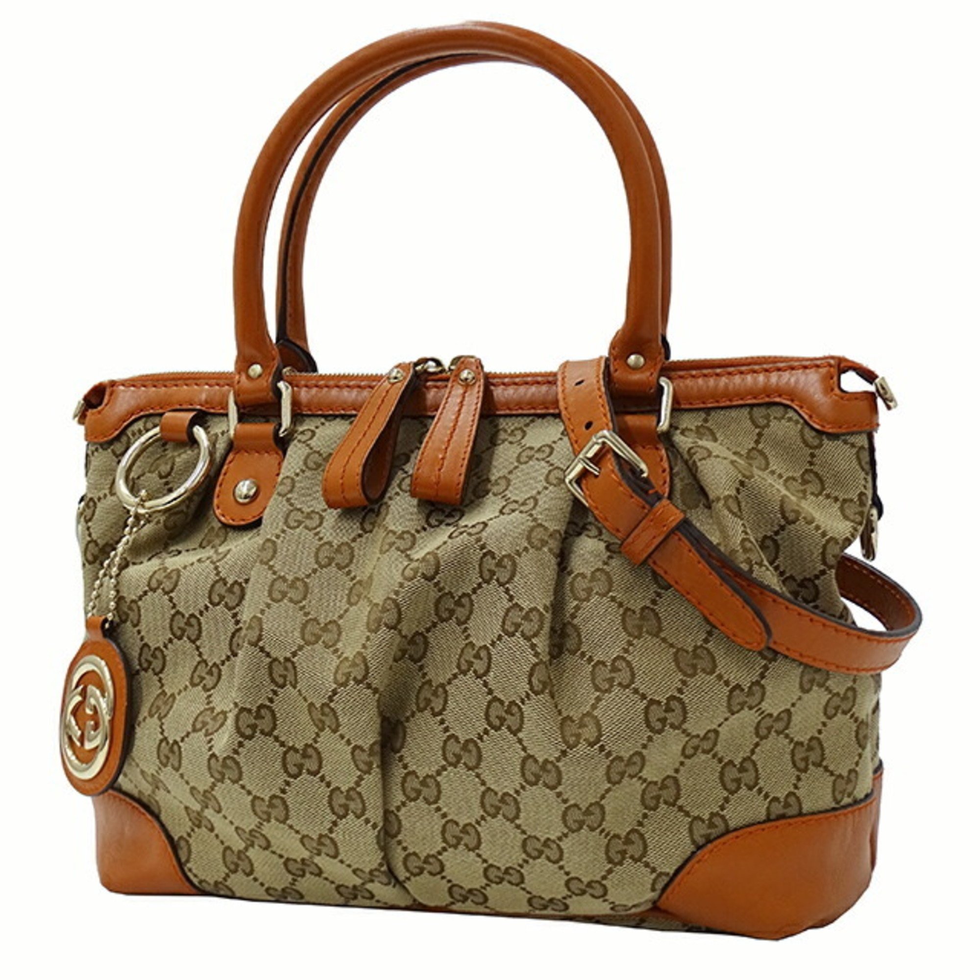 Gucci GUCCI Bag Women's GG Canvas Handbag Shoulder 2way Orange Beige Brown 247902 Interlocking