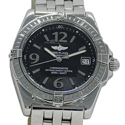 BREITLING Women's Watch A77346 Calisto Date Quartz Stainless Steel SS Silver Black Polished